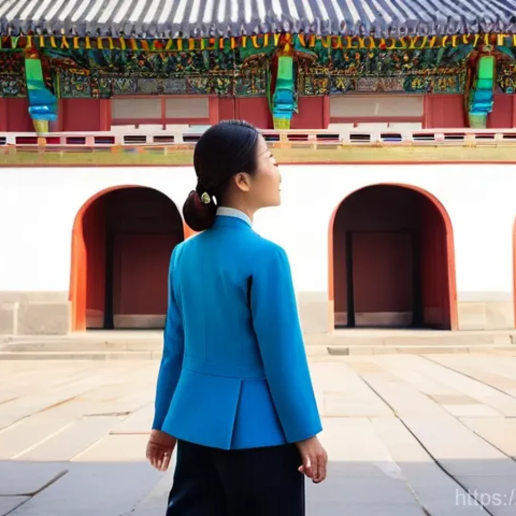 관광통역안내사 자격증 취득 후 추가 자격 취득 사례 - **Cultural Heritage Storyteller:** A female Korean tour guide in her late 30s, dressed in a smart, p...