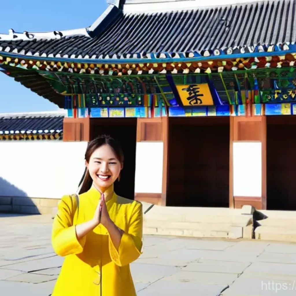 관광통역안내사 실무에서 유용한 표현 정리 - **Prompt:** A friendly and enthusiastic female Korean tour guide, dressed in a smart casual outfit, ...