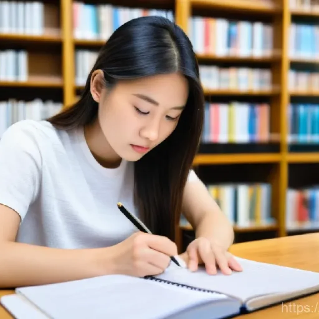 관광통역안내사 필기와 실기 면접 준비 스케줄 - A focused and diligent young woman of East Asian descent, wearing casual but neat clothes, is deeply...