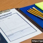 Home 21 관광통역안내사 필수 준비물 목록 - **Prompt:** A close-up shot of a neatly organized desk prepared for the Tourist Interpretation Guide...