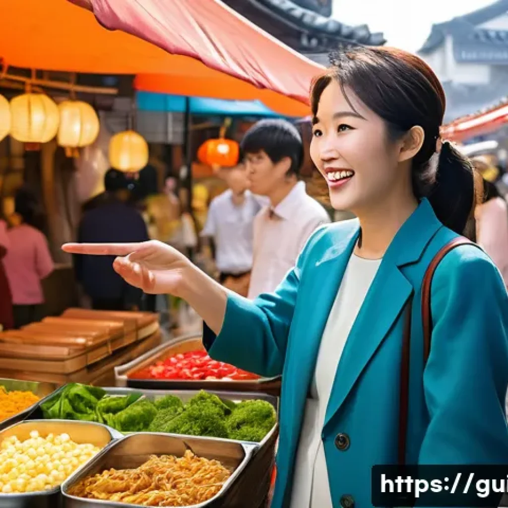 관광통역안내사 근무 환경과 생활 - A charismatic female tourism interpreter in her late 20s, dressed in stylish but comfortable profess...